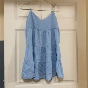 Denim babydoll tiered dress
